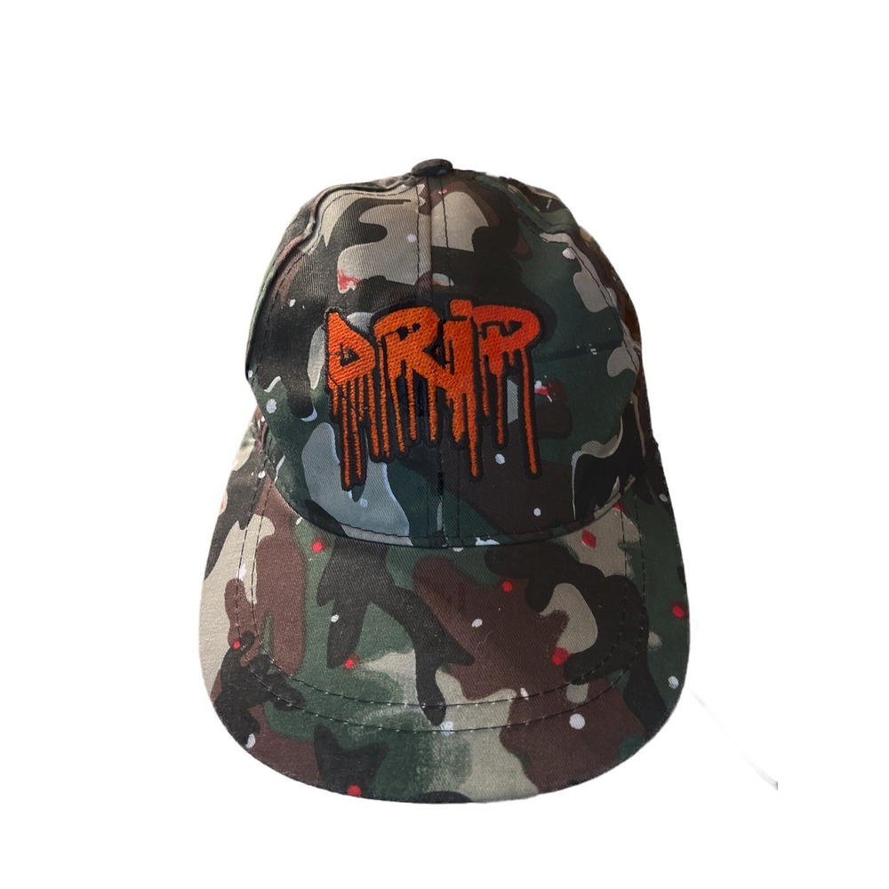 Baseball Cap "Drip" Camouflage Snap Adjustable Orange Prime Threads